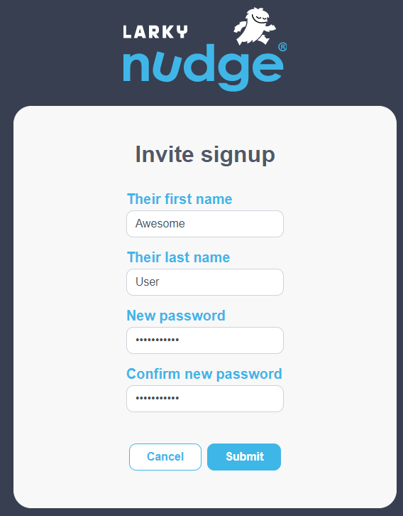 Creating Your Login Credentials for the nudge® Portal Larky